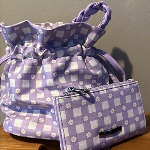 Purple Daisy Cross Body Bag w/ Wallet